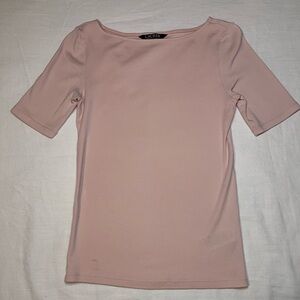 Lauren Ralph Lauren Women’s Pink Stretch Cotton Blend Boat Neck Elbow Sleeve XS